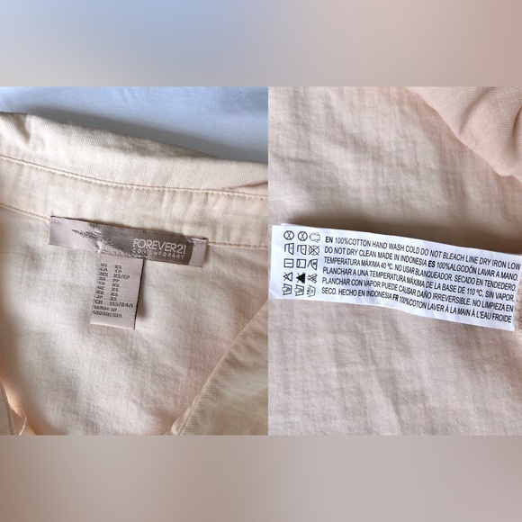 * F21 | Oversized Cream Button-down Cotton Shirt - Picture 7 of 16